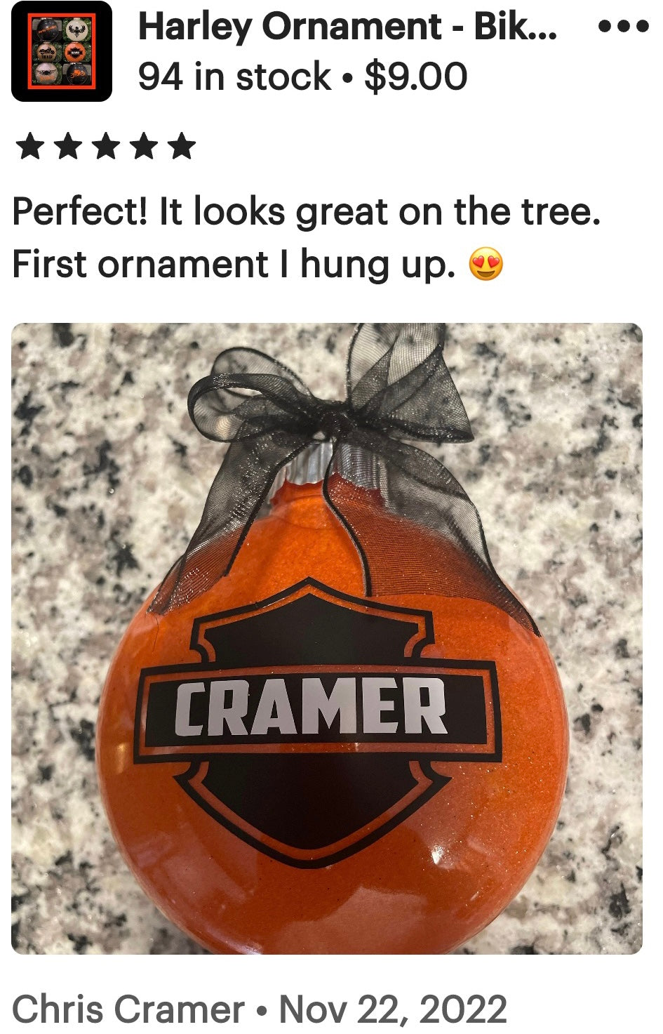 Harley Davidson Ornament