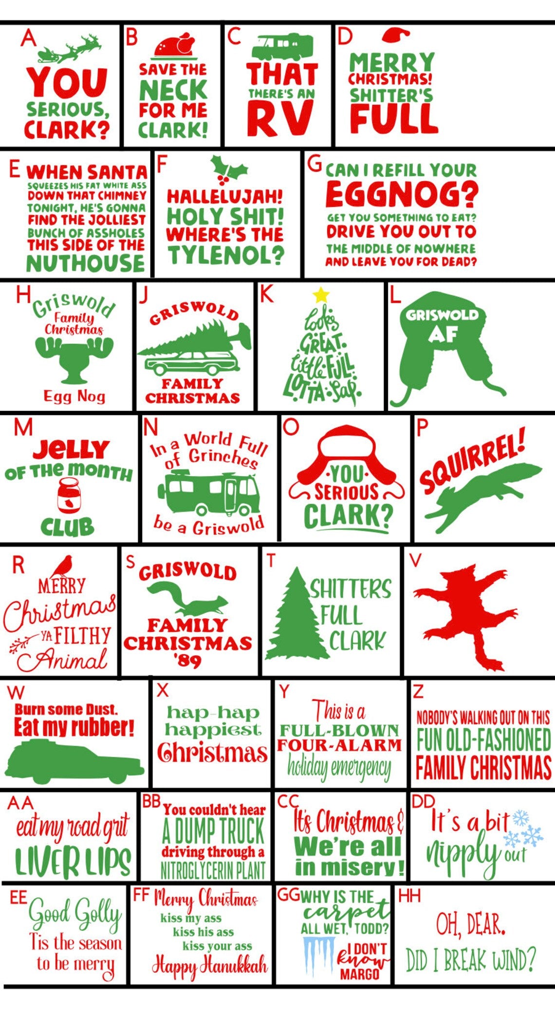 National Lampoons Christmas Vacation Glasses