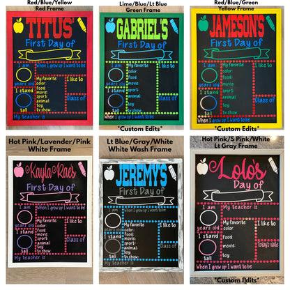 First/Last Day of School Chalkboard Sign