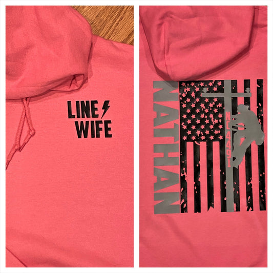 Personalized Line Wife/Babe/Mom Hoodie or Zip Up Hoodie